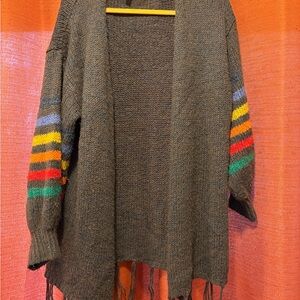 Multicolor Striped Sleeve Women's Sweater
